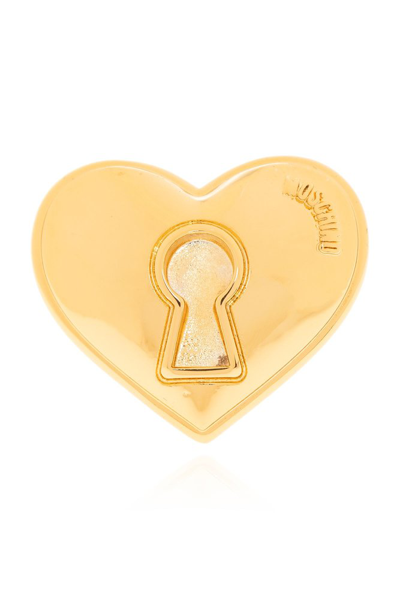 Moschino Heart Shaped Polished Finish Ring In Gold