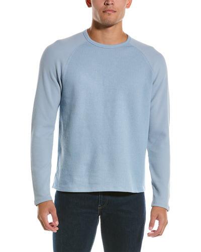 Vince Double Knit Baseball Crew T-shirt In Blue
