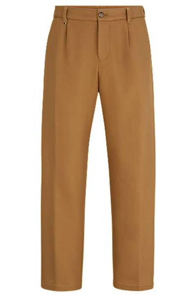 Hugo Boss Straight-fit Trousers In Cotton In Beige