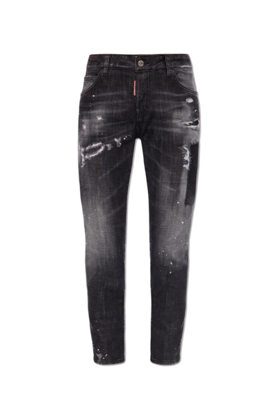 Dsquared2 Distressed Cool Girl Jeans In Grey