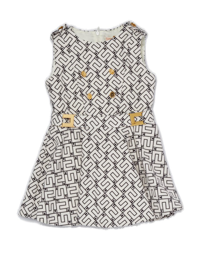 Elisabetta Franchi La Mia Bambina Kids'  Monogram Crewneck Dress In Multi