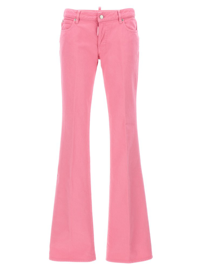 Dsquared2 Medium Waist Flare Jeans In Pink
