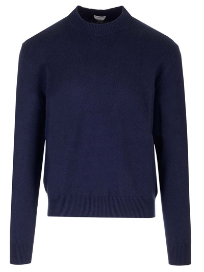 Bottega Veneta Intrecciato Leather Patch Jumper In Blue