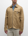 Moncler Cotton Blend Gabardine Shirt Jacket In Cognac