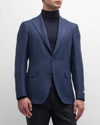 Canali Men's Textured Wool-blend Blazer In Blue