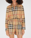 Burberry Check Cotton Shirt In Archive Beige Ip