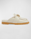 Gucci Airel Leather Horsebit Loafer Mules In Ivory