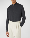 Loro Piana Men's Baby Cashmere Full-zip Sweater In Black/dark Grey M