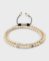 Jan Leslie Men's Bone Beaded Wrap Bracelet With Sterling Silver In White