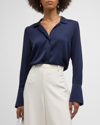 Kobi Halperin Liv Stretch Silk Blouse In Midnight Blue