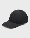 Christian Louboutin Men's Mooncrest Embroidered Baseball Hat In Black/silver