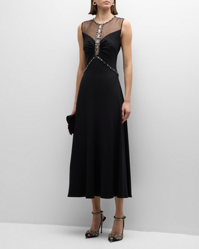 Kobi Halperin Everly Embellished Illusion Dress In Black