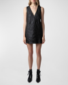 Zadig & Voltaire Rasha Leather Dress In Noir
