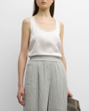 BRUNELLO CUCINELLI MONILI-TRIM SCOOP-NECK SATIN TANK TOP