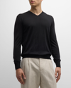 Loro Piana Men's Scollo Cashmere V-neck Sweater In Black
