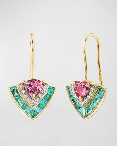 Emily P Wheeler Tiered Drop Earrings In 18k Yellow Gold And Gems In Multi