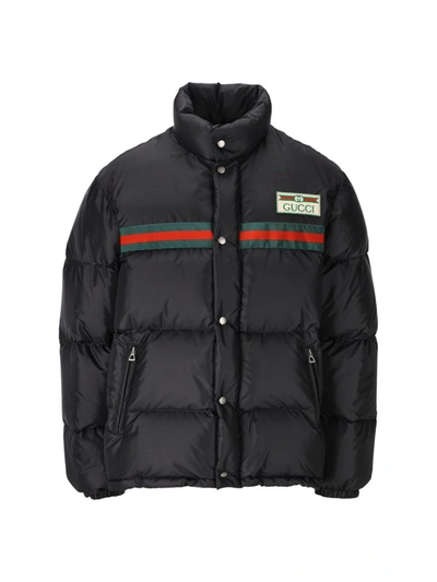 Gucci Logo Patch Puffer Jacket In Black