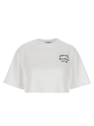 Philosophy Di Lorenzo Serafini Logo Print Cropped T-shirt In White