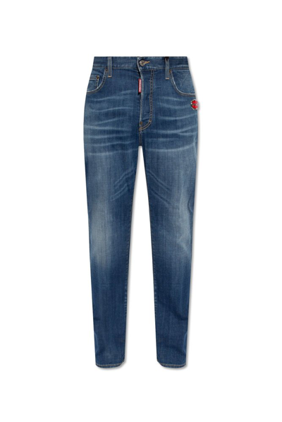 Dsquared2 Logo Plaque Jeans In Blue