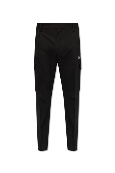 Dsquared2 Logo Patch Pleated Trousers In Black