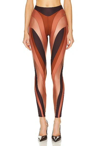 Mugler Illusion Legging In Dark Raisin  Sienna  & Dark Blush