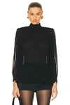 Frame Pleated Strong-shoulder Blouse In Black