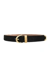 Khaite Bambi Skinny Gold Hardware Belt In Black