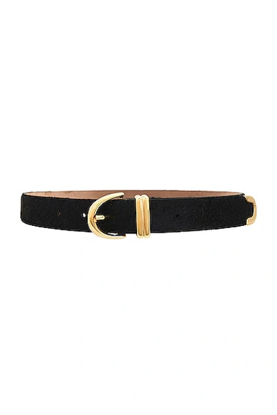 Khaite Bambi Skinny Gold Hardware Belt In Black