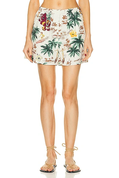 Miu Miu Hawaii Print Short In Ivory