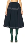 Bottega Veneta Tech Nylon Midi Circle Skirt In Navy