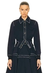Bottega Veneta Tech Nylon Bomber Shirt In Navy