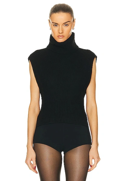 Simkhai Maple Roll-neck Ribbed-knit Top In Black