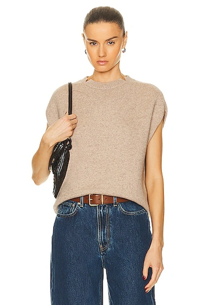 Loulou Studio Sagar Short Sleeve Sweater In Beige Melange