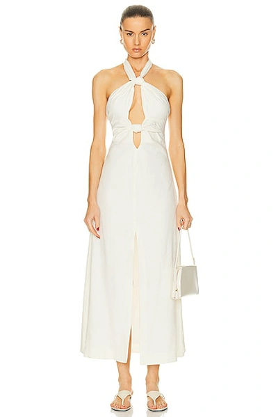 Cult Gaia Susana Halter Cutout Linen Midi Dress In Off White