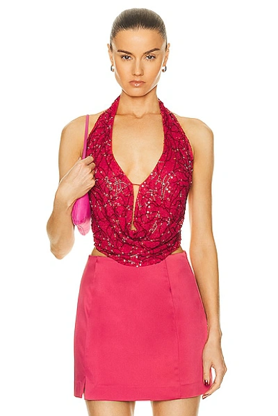 Cult Gaia Ballina Open Back Top In Red