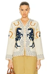 Bode Winter Stallion Stitched Wool Jacket In Cream Multi