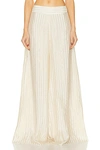 Johanna Ortiz Woven Power Metallic Silk Wide-leg Pants In Stripes Ecru & Silver