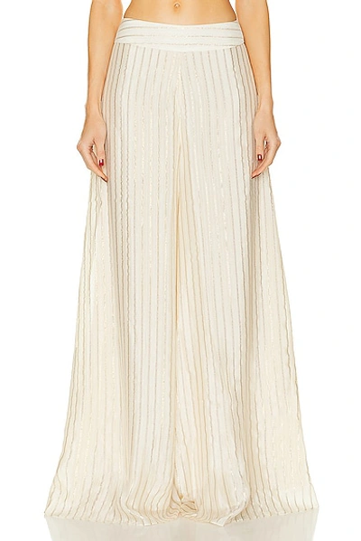 Johanna Ortiz Woven Power Metallic Silk Wide-leg Pants In Ivory