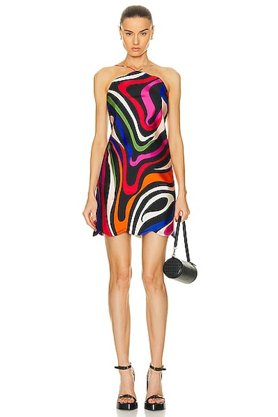 Emilio Pucci Silk Twill Dress In Blu & Fuxia