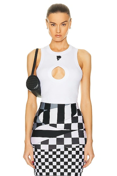 Emilio Pucci Pucci Stretch-cotton Cut-out Tank Top In Bianco