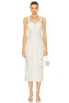 Cult Gaia Louise Geometric Lace Sweetheart Midi Dress In Off White
