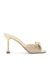 Miu Miu Crystal Satin Sandals In Sabbia