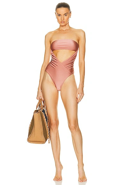 Adriana Degreas Arisaema Solid High Leg Strapless Swimsuit In Callas Rose