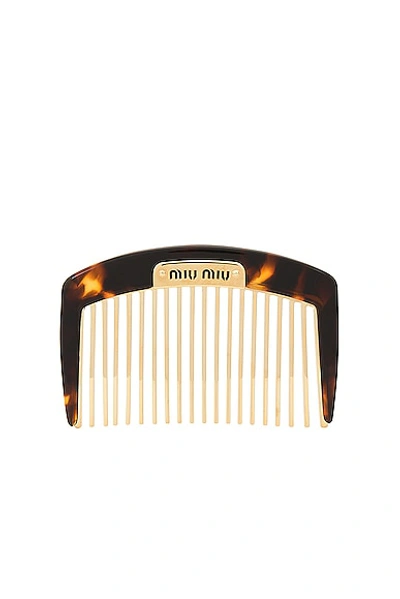 Miu Miu Hair Comb In Oro Tartaruga