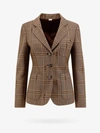Gucci Madras Wool Blazar With Horsebit In Beige