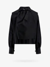 Max Mara Silk And Cotton Shirt With Jabot In Black