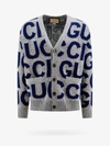 Gucci Logo-intarsia Wool Cardigan In Grey