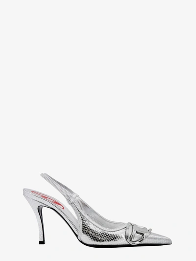 Diesel D-venus 80mm Leather Pumps In Silver