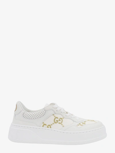 Gucci Gg Panelled Leather Sneakers In White