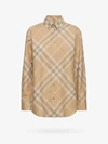 Burberry Button Down Shirt With Check Pattern In Beige